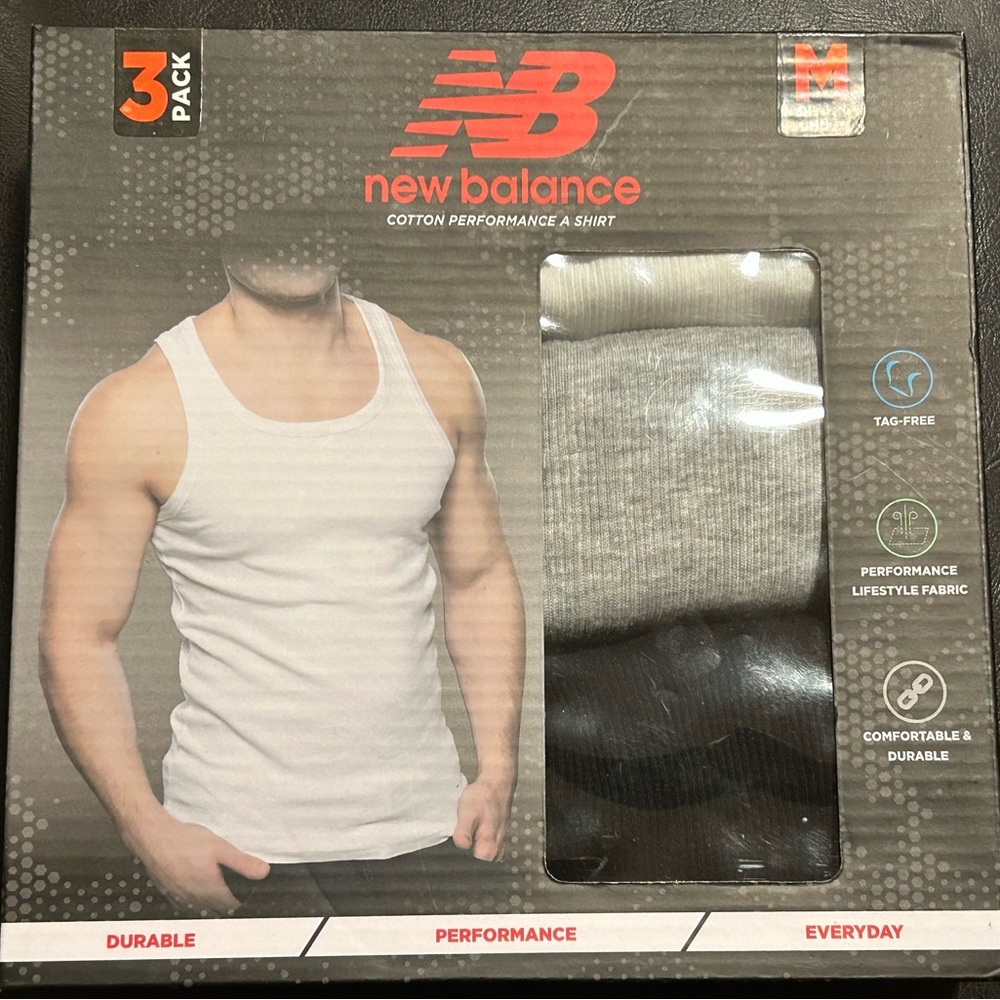 NEW BALANCE Men's M3 Pack White/Gray/Black Crew Neck Cotton T Shirt SAIZ  M
